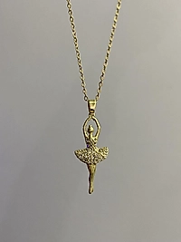 Çelik zirkon taşlı balerin kolye