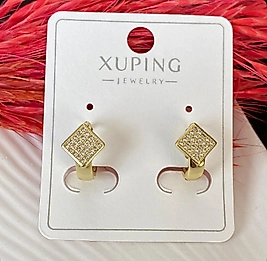 14 ayar renk kare tasarım zirkon taşlı küpe