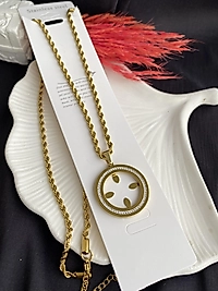 Yarım altın uyumlu Çelik kolye 60 cm