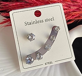 6 lı tektaş küpe silver