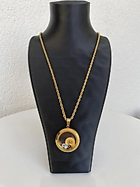 Cam Fanus kapağı açılabilir burgu zincir kolye 60 cm