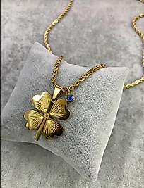 Çelik yonca kolye 60 cm