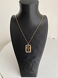 Yaşam ağacı taşlı kolye çelik 45 cm