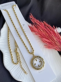 Çeyrek Altın uyumlu Çelik kolye 60 cm