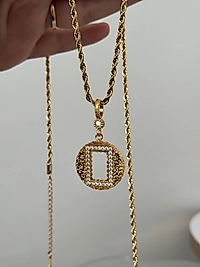 Gram altın uyumlu yuvarlak çerçeve burgu zincir kolye