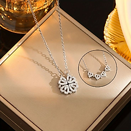 Açılabilen yoncalı Çelik kolye gümüş renk 45 cm