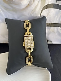 Dikdörtgen sıra taşlı 14k renk Gurmet bileklik