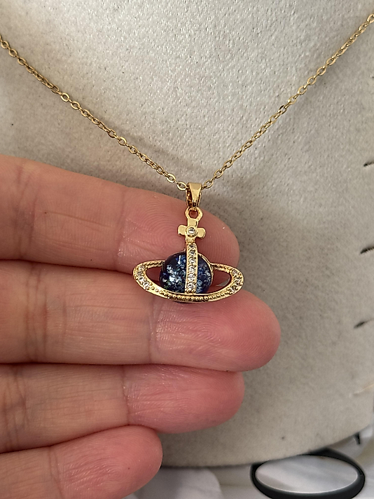 Gezegen model gold çelik kolye
