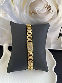 Zarif Kare kesim tek taşlı 14k renk Gurmet bileklik