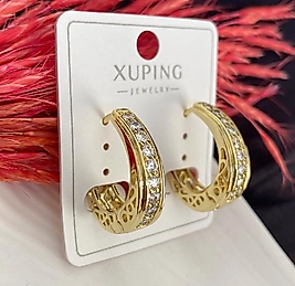 14 ayar renk taşlı halka küpe