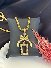 Fiyonklu gram altın uyumlu kolye 60 cm