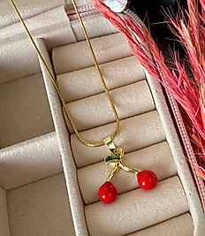 Kiraz figürlü trend çelik kolye