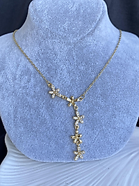 Çelik | Gold Zirkon taşlı sallantılı Y kolye