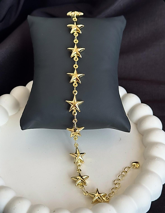Yıldız model 14ayar altın kaplama çelik bileklik